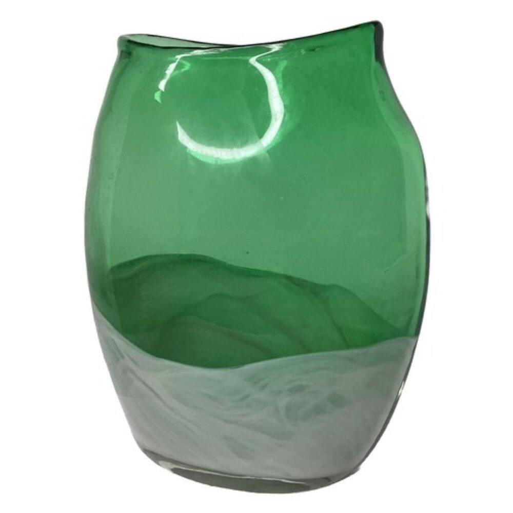 Crate and Barrel IDRA 10” Green Glass Vase Made In Poland Christmas Gift